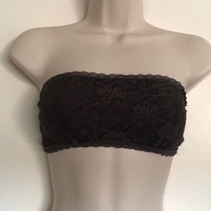 dark grey lace bandeau bralette bustier bra top